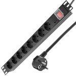 Regleta de enchufes para armario rack 19" 1U con 8 schuko e interruptor - RE08200 - 01