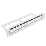 Patch panel configurable para keystone 10" blanco de 12 RJ45 con peine FTP y UTP1U Lanberg PPKS-9112-S - RD13600 - 01