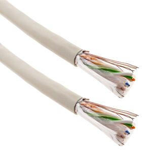 Bobina de cable de red LAN FTP categoría cat.6 24AWG CCA rígido gris 100 m