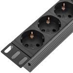 Regleta de enchufes para armario rack 19" 1U con 8 schuko e interruptor y cable de 3 metros C14 - RE01600 - 06