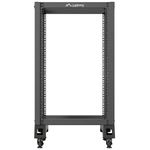 Armario Rack abierto fondo ajustable 19" 18U F600 800x600x1051mm desmontado DIY negro Lanberg - WL58600 - 02