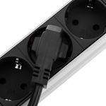Regleta de enchufes de PVC para armario rack 19” 1U con 6 Schuko negros carcasa gris e interruptor tipo B - RE12601 - 03