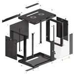 Armario Rack mural 19" 9U F450 600x450x512mm pared desmontado DIY negro Lanberg - WK31900 - 02