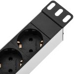 Regleta de enchufes de aluminio para armario rack 19" 1U con 8 Schuko y conector C14 - RE09600 - 02