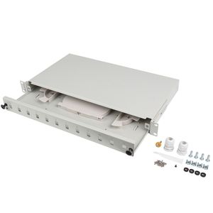 Patch panel blanco para rack 19" 1U 12 SC simplex o LC duplex