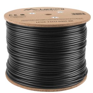 Bobina de cable de red ethernet Cat. 6 UTP de 305 m rígido de color negro para exterior fluke tested LCU6-21CU-0305-BK