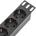 Regleta de enchufes para armario rack 19" 1U con 8 schuko e interruptor y cable de 3 metros C14 - RE01600 - 02
