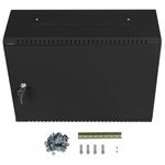 Rack19 mural 4U vertical y 3U horizontal con DIN F200 540x200x400 puerta metálica color negro Lanberg - WK00900 - 06