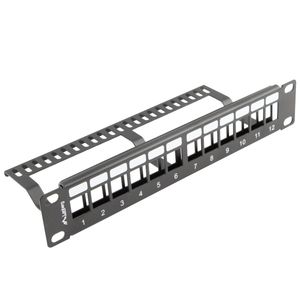 Patch panel configurable para keystone 10" de 12 RJ45 con peine FTP y UTP1U Lanberg PPKS-9112-B