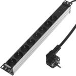Regleta de enchufes para armario rack 19" 1U con 8 schuko aluminio - RE09100 - 01
