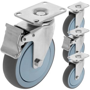 Ruedas pivotantes con freno de 12cm para armario Rack de carga y transporte Pack 4
