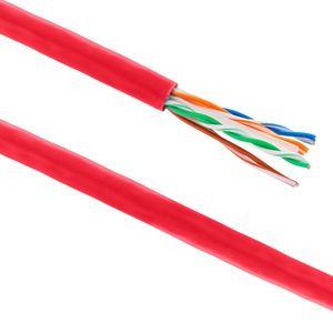 Bobina de cable de red LAN UTP categoría cat.6 23AWG CCA rígido rojo 305 m