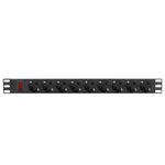 Regleta de enchufes para armario rack 19" 1U con 9 schuko aluminio e interruptor y cable de 3 metros - RE00100 - 02
