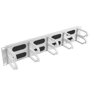 Panel pasacables para armario rack 19" blanco de 10 de anillas 2U Lanberg AK-1204-S