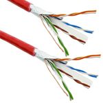 Bobina de cable de red ethernet Cat. 6 FTP CCA de 100 m rígido de color rojo - LQ00400 - 01