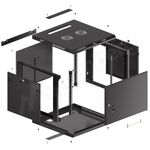 Armario Rack mural 19" 9U F600 600x600x512mm pared desmontado DIY negro Lanberg - WK37000 - 02