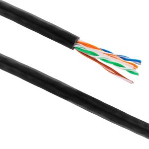Bobina de cable de red LAN UTP categoría cat.6 23AWG CCA rígido negro 305 m