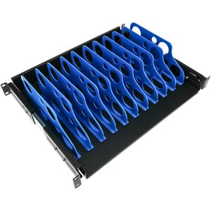 Estantería extraible para armario rack 19" con 10 divisiones para ordenador portátil o tablet 350 mm