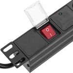 Regleta de enchufes para armario rack 19" 1U con 7 schuko e interruptor y cable 2 metros C14 - RE00600 - 05