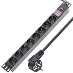Regleta de enchufes PVC rack 19" de 8 schuko con interruptor y protección sobretensiones - RE03100 - 01