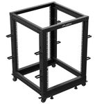 Armario Rack abierto fondo ajustable 19" 15U F600 600x600x1100mm desmontado DIY negro Lanberg - WL58500 - 03