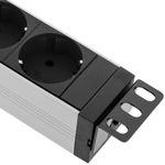 Regleta de enchufes de PVC para armario rack 19” 1U con 6 Schuko negros carcasa gris e interruptor tipo B - RE12601 - 06