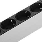 Regleta de enchufes de PVC para armario rack 19” 1U con 6 Schuko negros carcasa gris e interruptor tipo B - RE12601 - 08