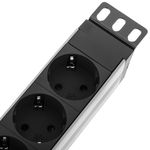 Regleta de enchufes de PVC para armario rack 19” 1U con 6 Schuko negros carcasa gris e interruptor tipo B - RE12601 - 05