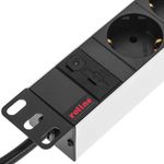 Regleta de enchufes de aluminio para armario rack 19" 1U con 8 Schuko y conector C14 - RE09600 - 05
