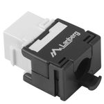 Conector hembra RJ-45 Cat6 de Lanberg KSU6-2000 en color negro y blanco, 22/26 con pines planos - RH11000 - 01