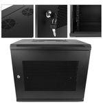 Armario rack mural 19" 9U 600x450x500mm pared negro SOHORack con rejilla - WY02300 - 02