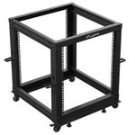 Armario Rack abierto fondo ajustable 19" 12U 600x600x1100mm desmontado DIY negro Lanberg - WL58400 - 03