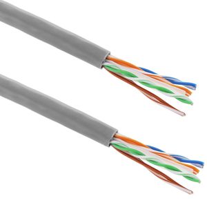 Bobina de cable de red ethernet Cat. 6a UTP CCA de 100 m rígido de color gris