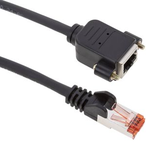 Cable extensor S/FTP Cat. 6 LSZH para fijación a panel macho a hembra negro de 50 cm