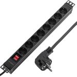 Regleta de enchufes PVC para armario rack 19" 1U con 8 schuko e interruptor - RE13100 - 01