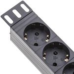 Regleta de enchufes PVC rack 19" de 8 schuko con interruptor y protección sobretensiones - RE03100 - 07
