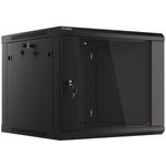 Armario Rack mural 19" 9U F600 600x600x512mm pared desmontado DIY negro Lanberg - WK36800 - 01