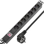 Regleta de enchufes para armario rack 19" 1U con 7 schuko e interruptor - RE08100 - 01