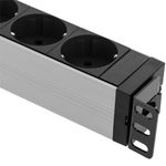 Regleta de enchufes de PVC para armario rack 19” 1U con 6 Schuko negros carcasa gris e interruptor tipo B - RE12601 - 07