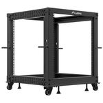 Armario Rack abierto fondo ajustable 19" 12U 600x600x1100mm desmontado DIY negro Lanberg - WL58400 - 01