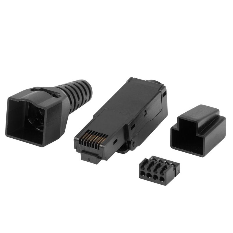 Conector de red RJ-45 macho derecho Cat6 negro de Lanberg PLU-6000TL - RH11100 - 01