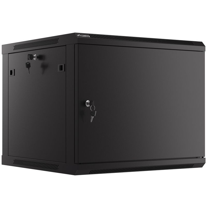 Armario Rack mural 19" 9U F600 600x600x512mm pared desmontado DIY negro Lanberg - WK37000 - 01