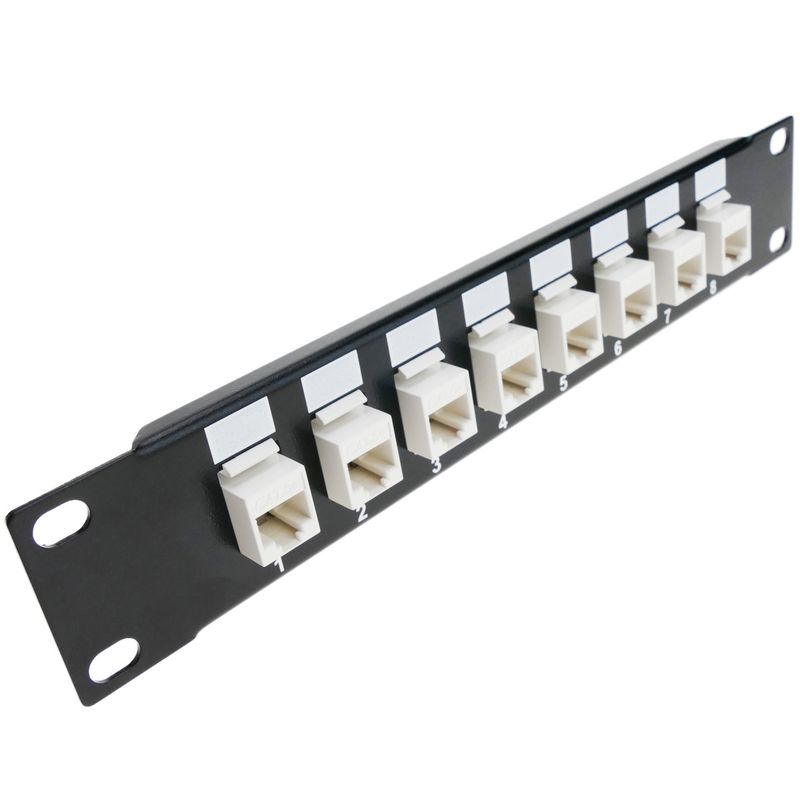 Patch panel 10" para armario rack 8-port RJ45 Cat.5e UTP 1U Keystone - TR03700 - 01