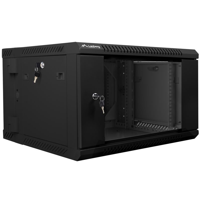 Armario Rack mural 19" 6U F600 600x600x374mm pared desmontado DIY negro Lanberg - WK34200 - 01