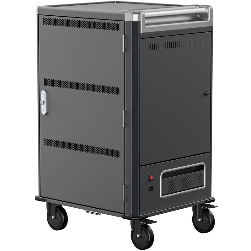 Armario de carga y transporte para 36 tablets y portátiles negro con 36 schuko en 6 regletas - WM05800 - 01