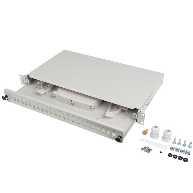 Patch panel blanco para rack 19" 1U 24 SC simplex o LC duplex - FQ10600 - 01