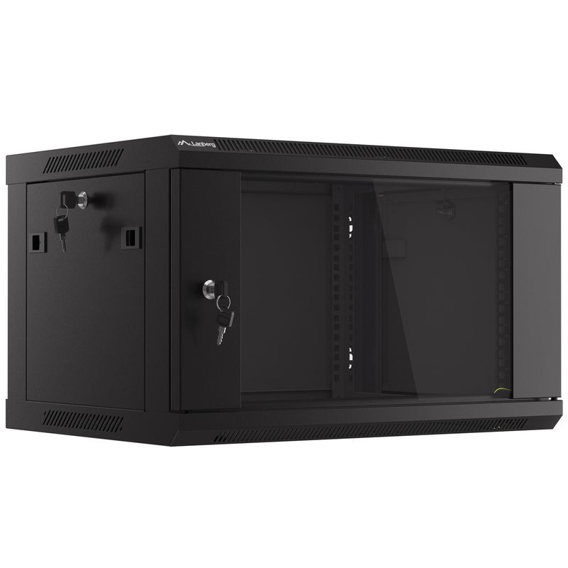 Armario Rack mural 19" 6U F450 600x450x379mm pared desmontado DIY negro Lanberg - WK31500 - 01
