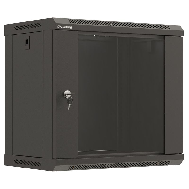Armario rack mural 19'' 9U 540x350x500mm negro pared desmontado DIY Lanberg - WN11200 - 01
