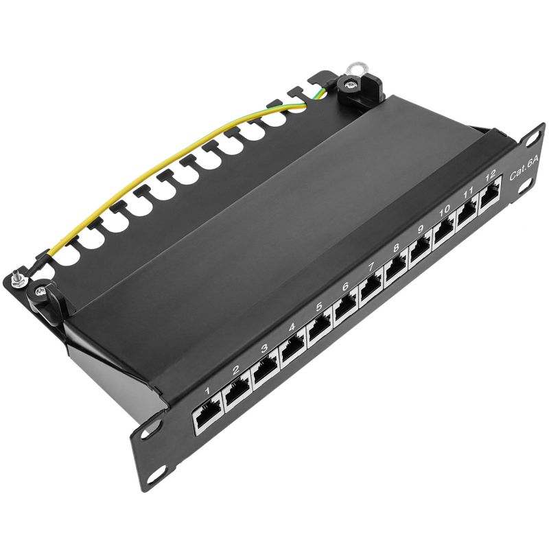 Patch panel 10" para armario rack 12 puertos RJ45 Cat.6A FTP 1U - TR03500 - 01