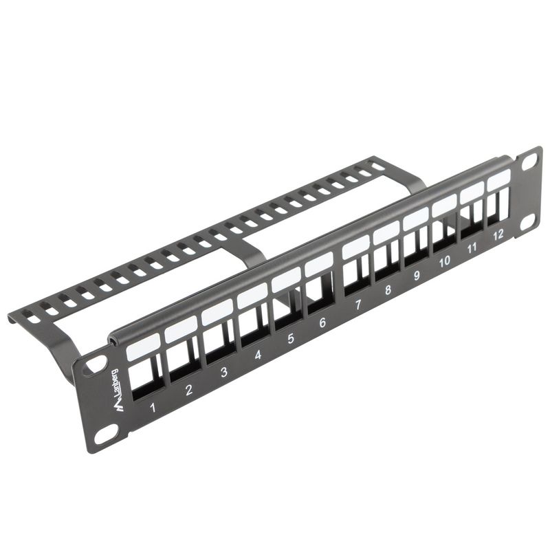 Patch panel configurable para keystone 10" de 12 RJ45 con peine FTP y UTP1U Lanberg PPKS-9112-B - RD13500 - 01